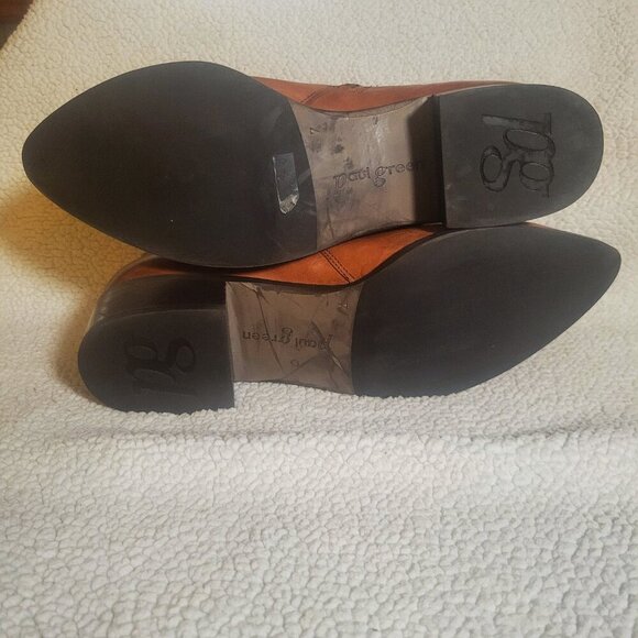 Paul Green Leather Niche Pointed Toe Leather Booties in Cognac Star - Size 7 - Picture 11 of 13